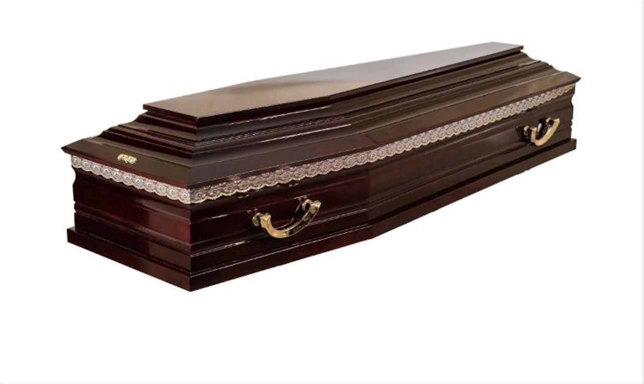 Гроб социальный, бархат, прямоугольный