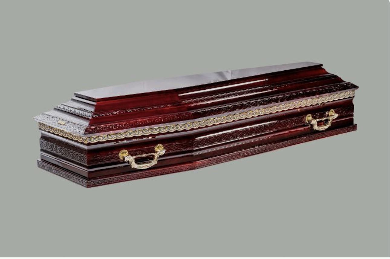 Гроб социальный, бархат, прямоугольный