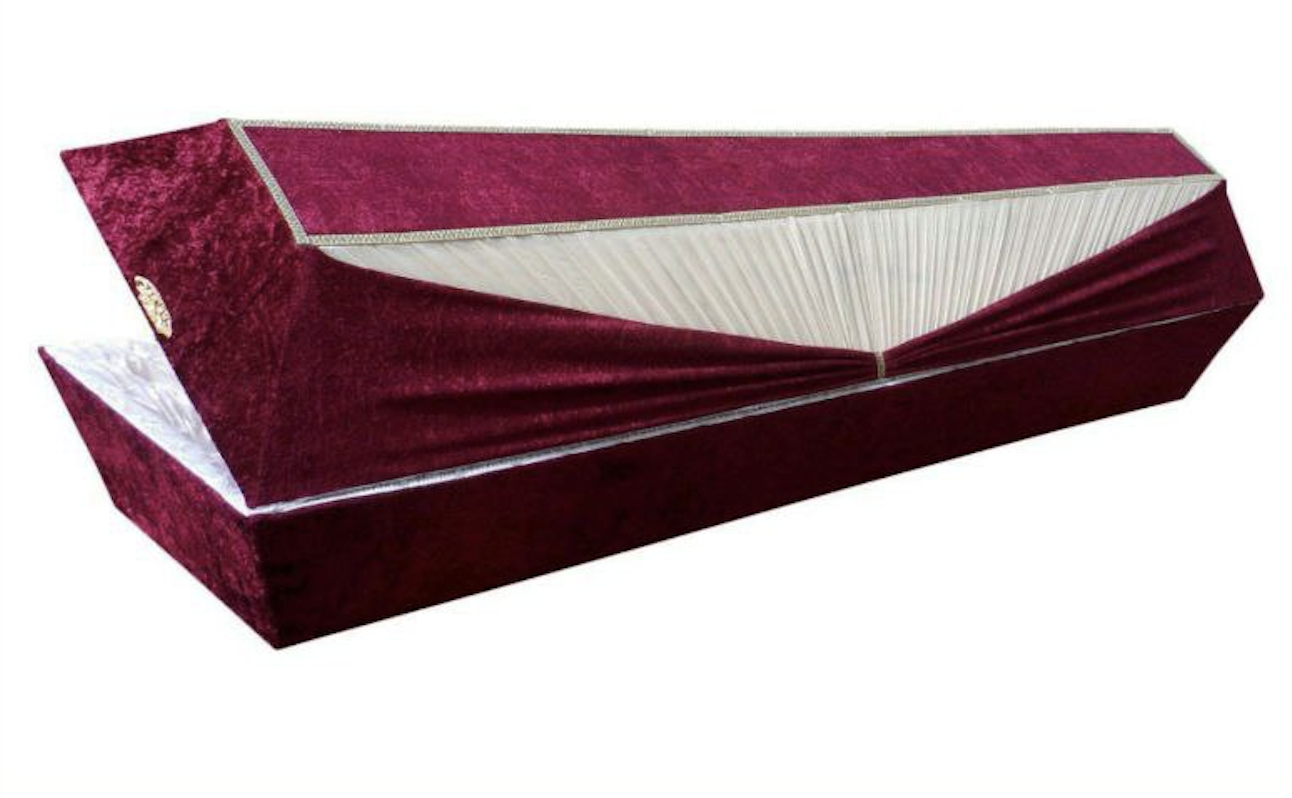 Гроб социальный, бархат, прямоугольный