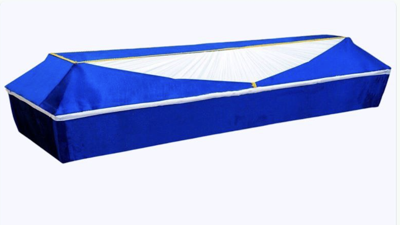 Гроб социальный, бархат, прямоугольный