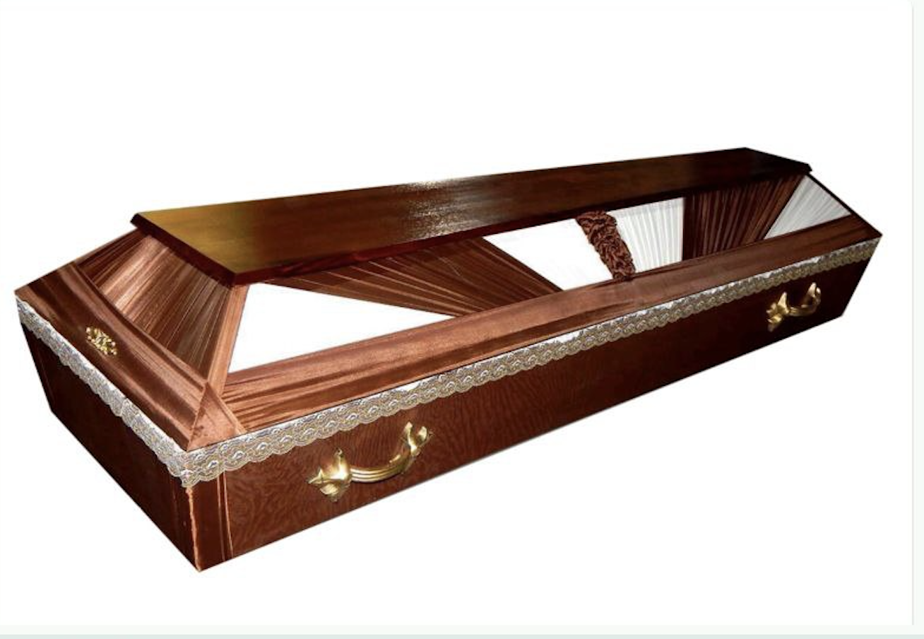 Гроб социальный, бархат, прямоугольный