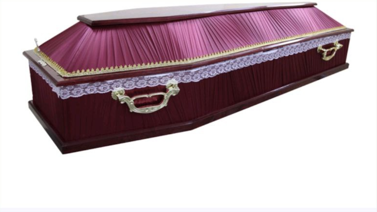 Гроб социальный, бархат, прямоугольный